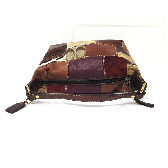 Coach Holiday Patchwork Demi Hobo Handbag - Suede Signature Mini Purse - Picture 6 of 16